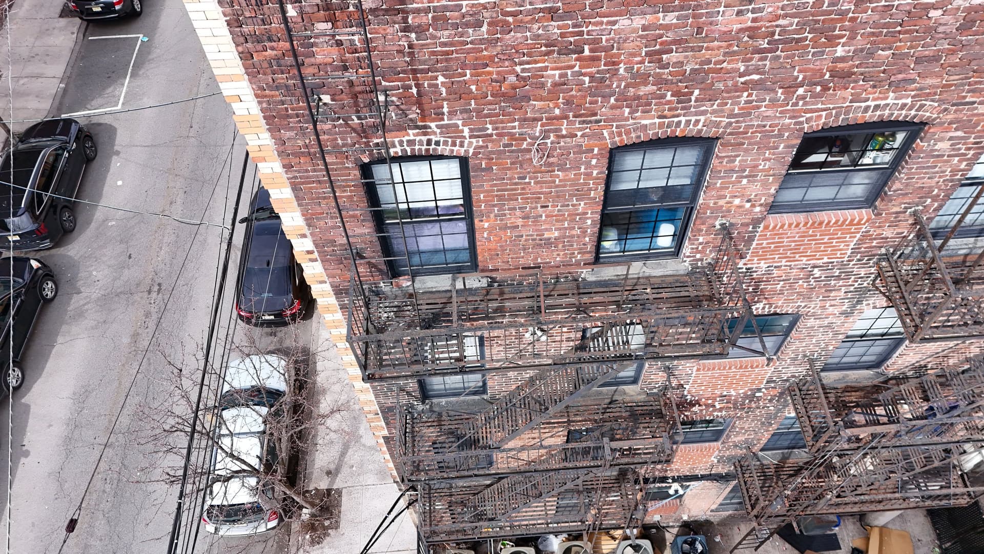 Fire escape stairs on a New Jersey apartment building we inspected